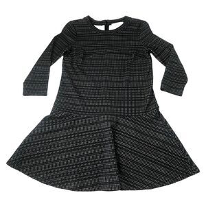 Ann Taylor LOFT Knit Dress Womens Size Medium Stretch Black Tan 3/4 Sleeve